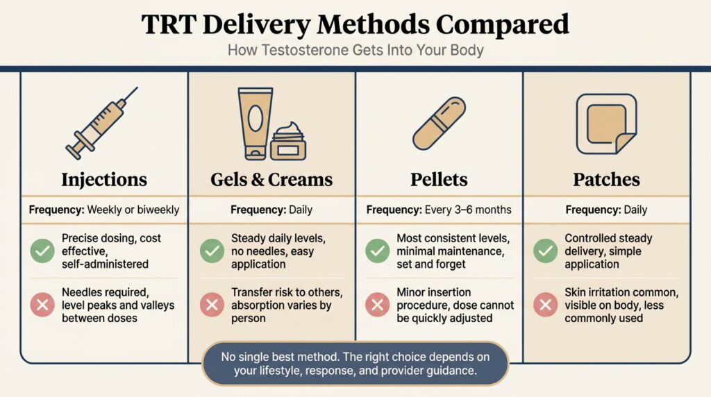 TRT delivery methods comparison chart